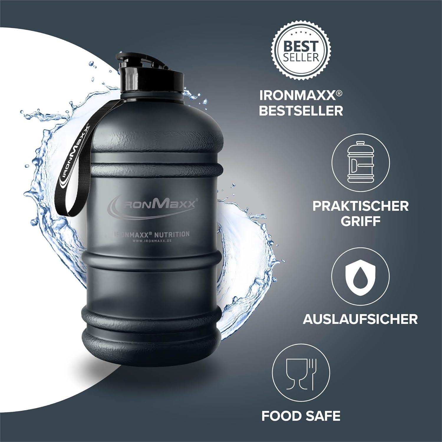 imageIronMaxx Gourde Sport Bouteille dEau Sport 22L 2200 ml Gris Gourde Sans BPA ni DEHP Water Bouteille tanche avec chelle de mesure Bottle Grande Capacit dHydratationNoir Profond Givr