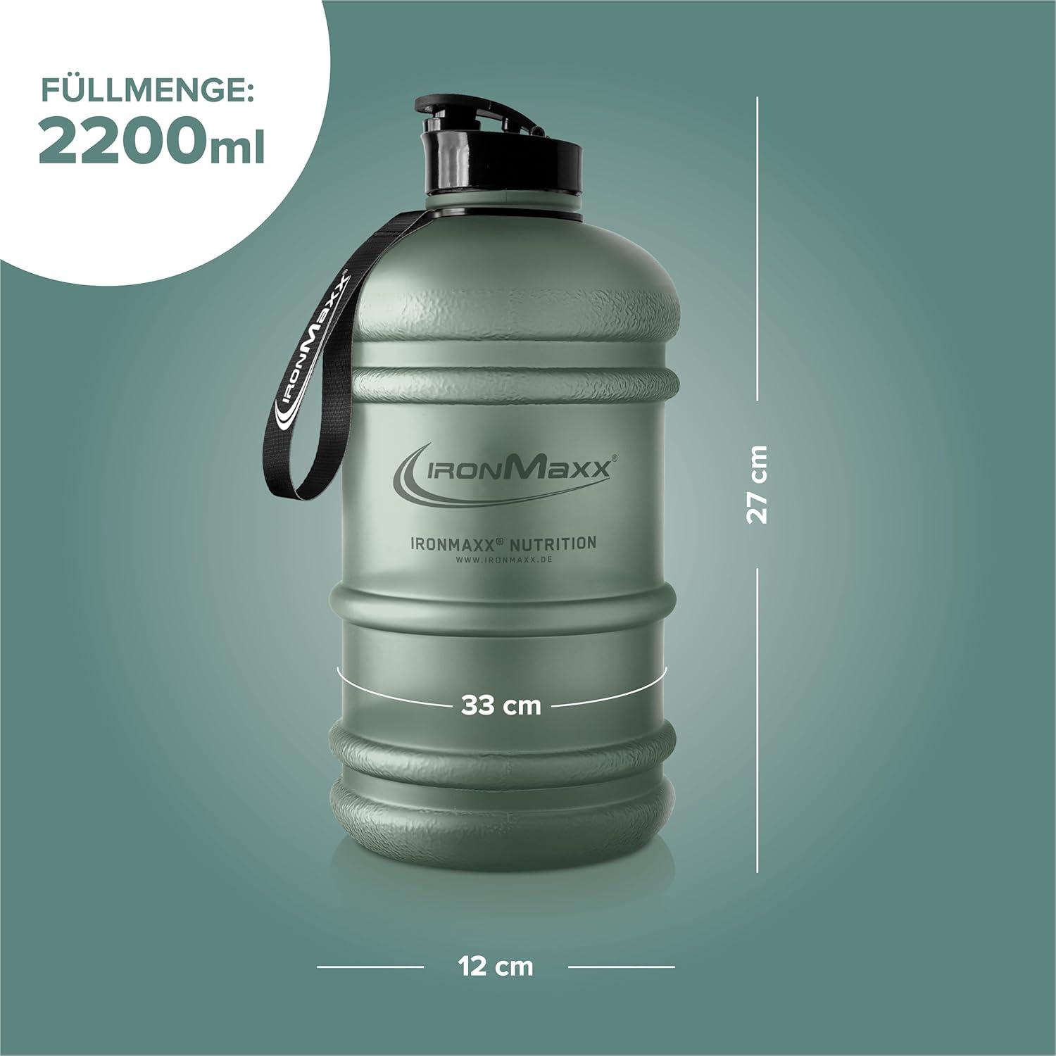 imageIronMaxx Gourde Sport Bouteille dEau Sport 22L 2200 ml Gris Gourde Sans BPA ni DEHP Water Bouteille tanche avec chelle de mesure Bottle Grande Capacit dHydratationFrosted Mineral Gris