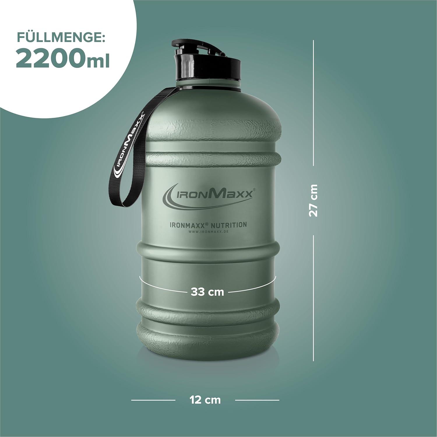 imageIronMaxx Gourde Sport Bouteille dEau Sport 22L 2200 ml Gris Gourde Sans BPA ni DEHP Water Bouteille tanche avec chelle de mesure Bottle Grande Capacit dHydratationMineral Vert