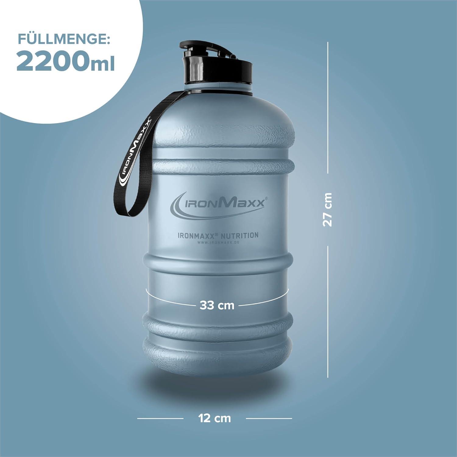 imageIronMaxx Gourde Sport Bouteille dEau Sport 22L 2200 ml Gris Gourde Sans BPA ni DEHP Water Bouteille tanche avec chelle de mesure Bottle Grande Capacit dHydratationFrosted Kyanite Bleu