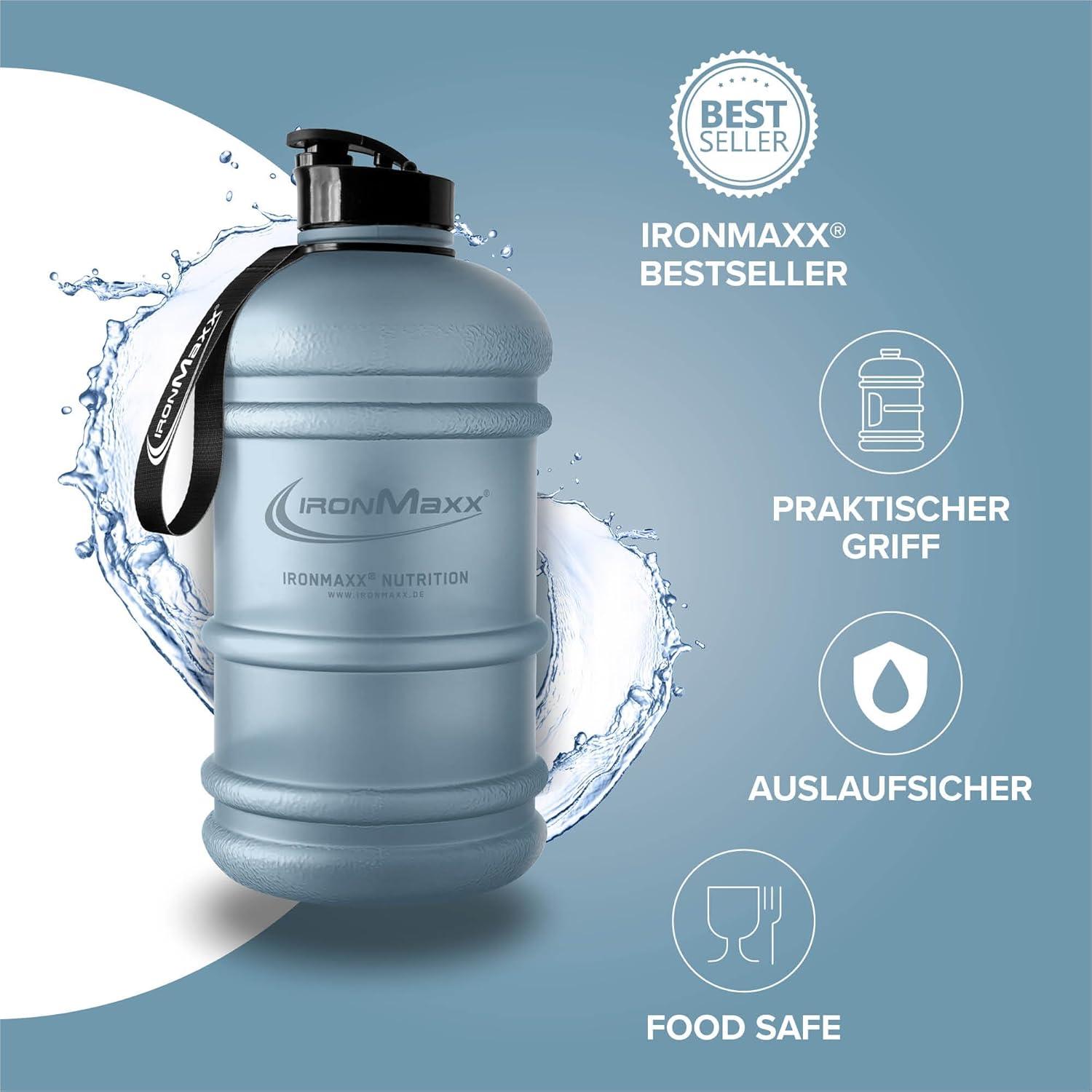imageIronMaxx Gourde Sport Bouteille dEau Sport 22L 2200 ml Gris Gourde Sans BPA ni DEHP Water Bouteille tanche avec chelle de mesure Bottle Grande Capacit dHydratationFrosted Kyanite Bleu