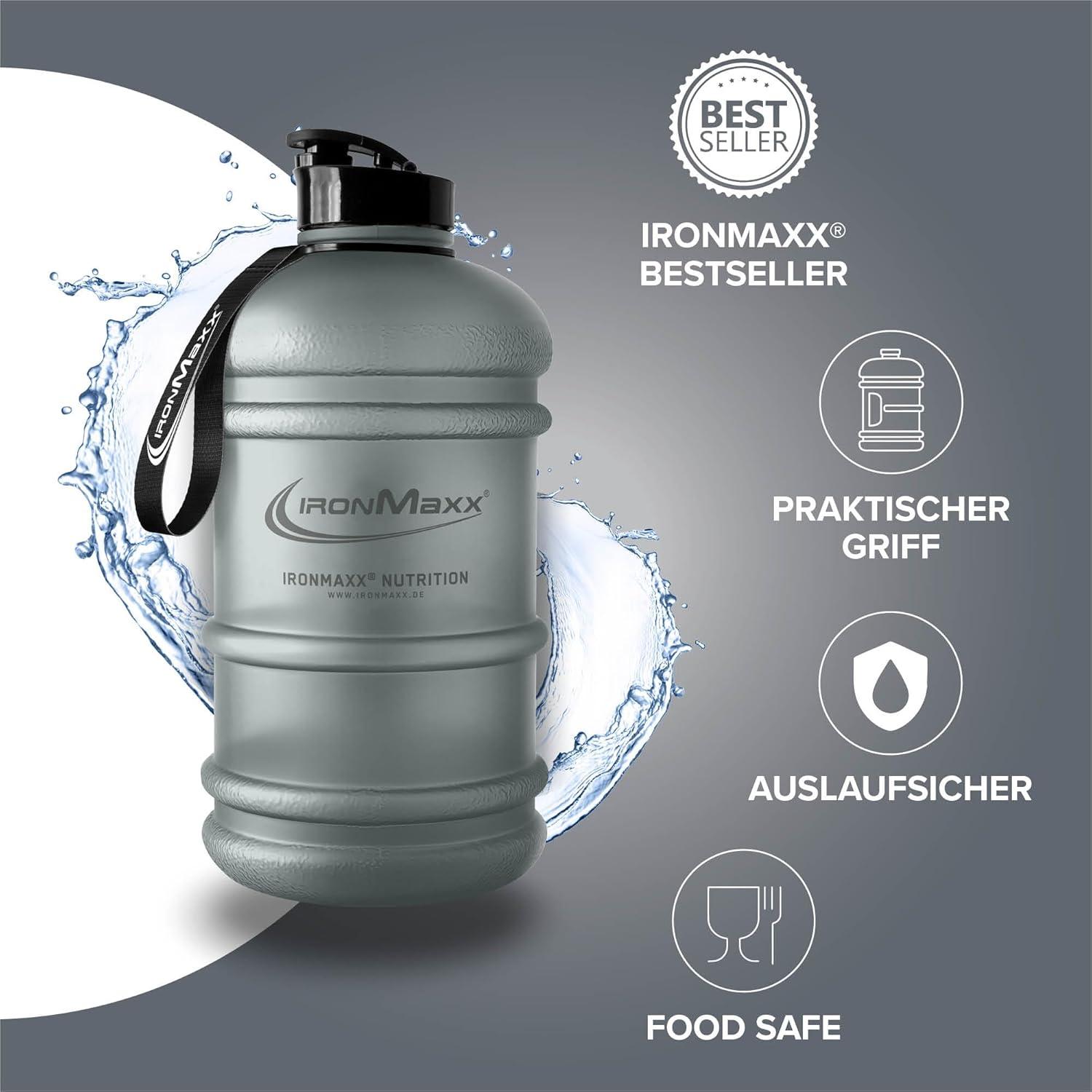 imageIronMaxx Gourde Sport Bouteille dEau Sport 22L 2200 ml Gris Gourde Sans BPA ni DEHP Water Bouteille tanche avec chelle de mesure Bottle Grande Capacit dHydratationFrosted Ash Gris