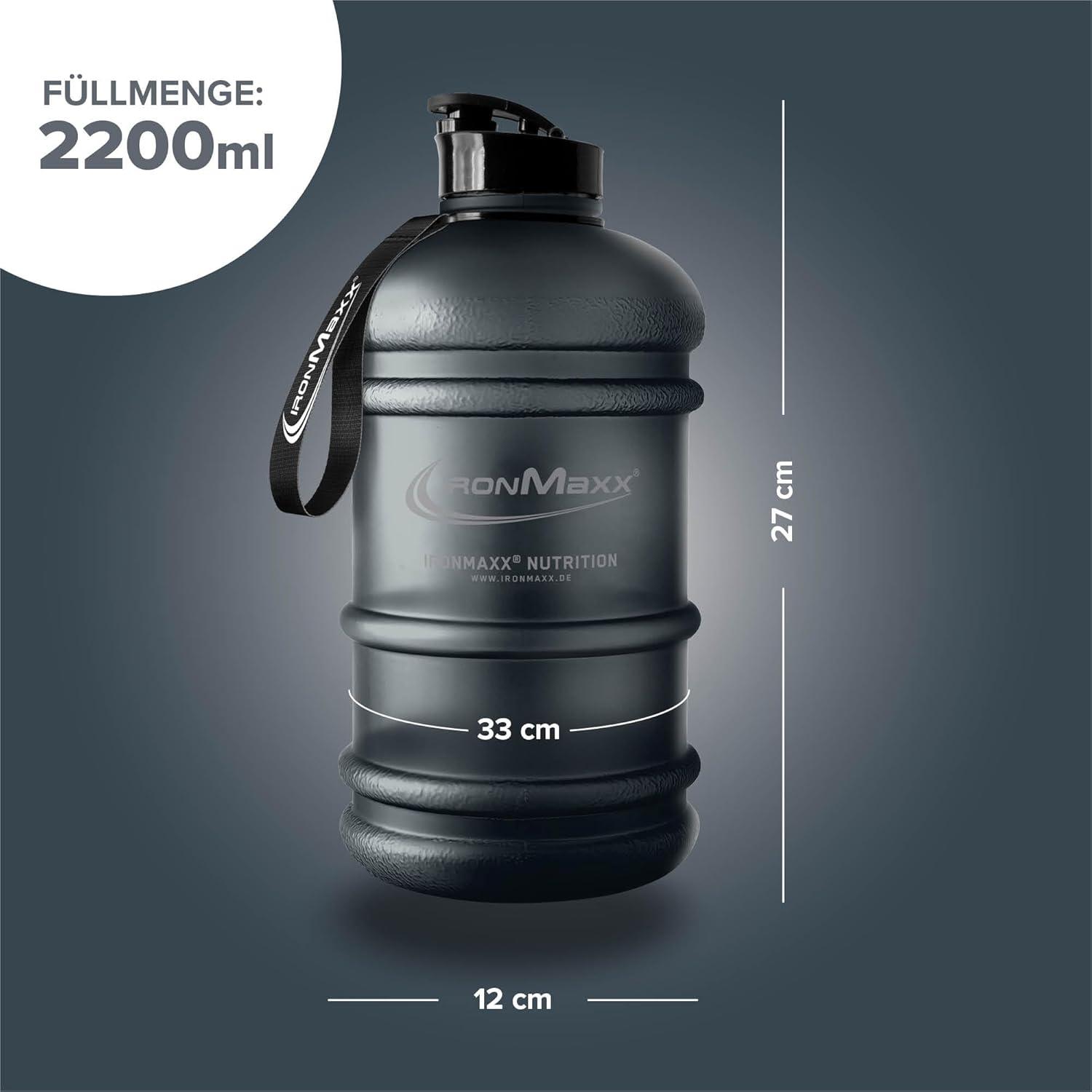 imageIronMaxx Gourde Sport Bouteille dEau Sport 22L 2200 ml Gris Gourde Sans BPA ni DEHP Water Bouteille tanche avec chelle de mesure Bottle Grande Capacit dHydratationNoir Profond Givr
