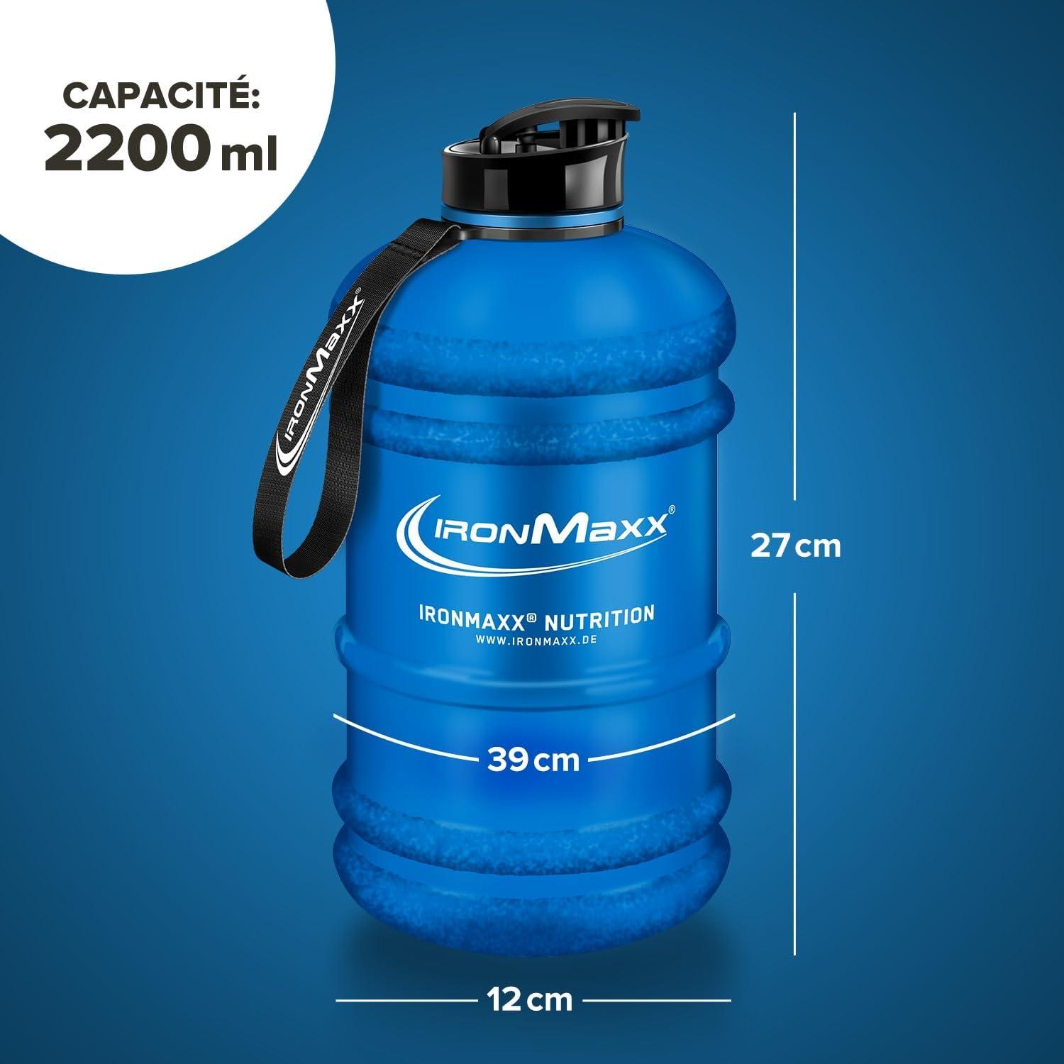 imageIronMaxx Gourde Sport Bouteille dEau Sport 22L 2200 ml Gris Gourde Sans BPA ni DEHP Water Bouteille tanche avec chelle de mesure Bottle Grande Capacit dHydratationBleu Givr