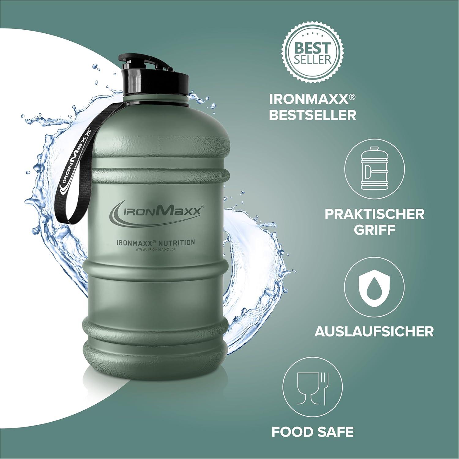 imageIronMaxx Gourde Sport Bouteille dEau Sport 22L 2200 ml Gris Gourde Sans BPA ni DEHP Water Bouteille tanche avec chelle de mesure Bottle Grande Capacit dHydratationFrosted Mineral Gris