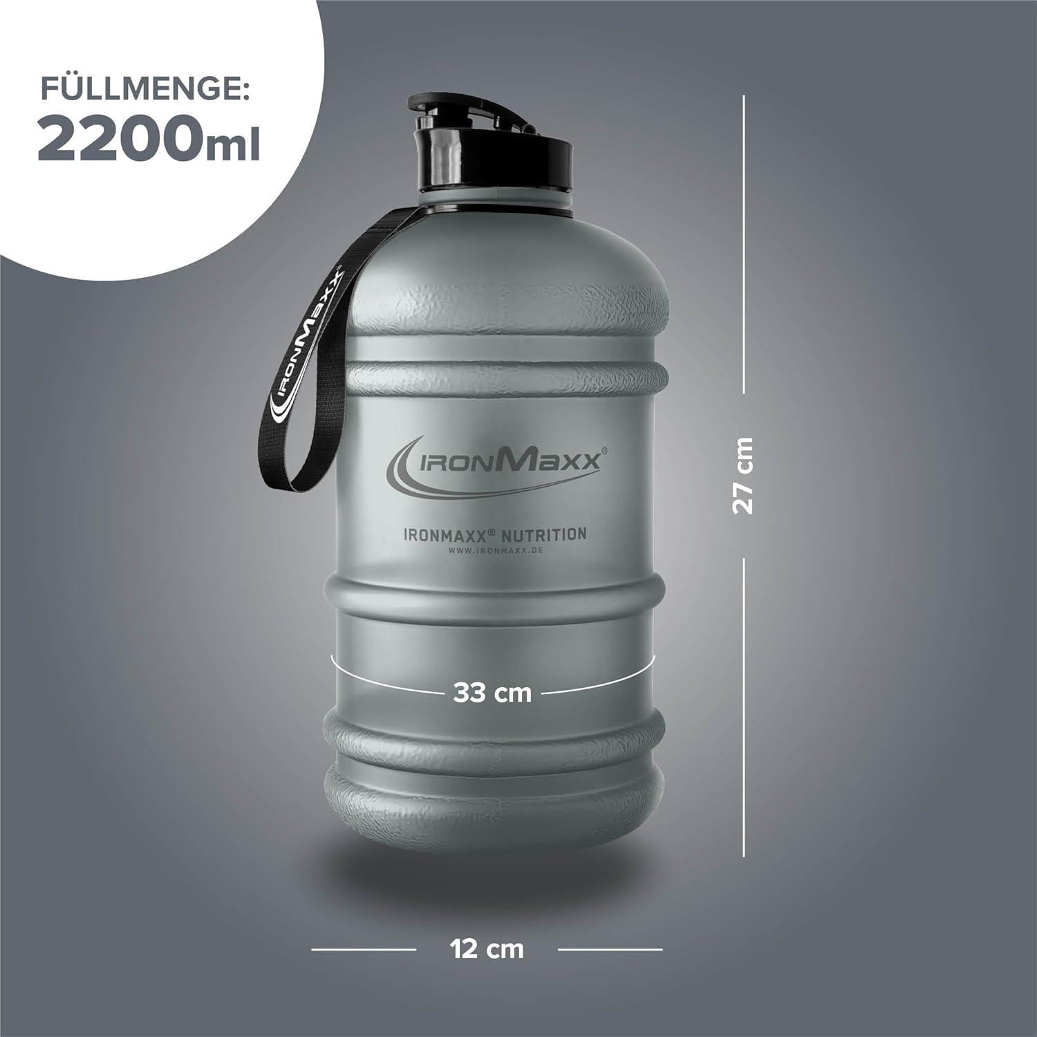 imageIronMaxx Gourde Sport Bouteille dEau Sport 22L 2200 ml Gris Gourde Sans BPA ni DEHP Water Bouteille tanche avec chelle de mesure Bottle Grande Capacit dHydratationFrosted Ash Gris