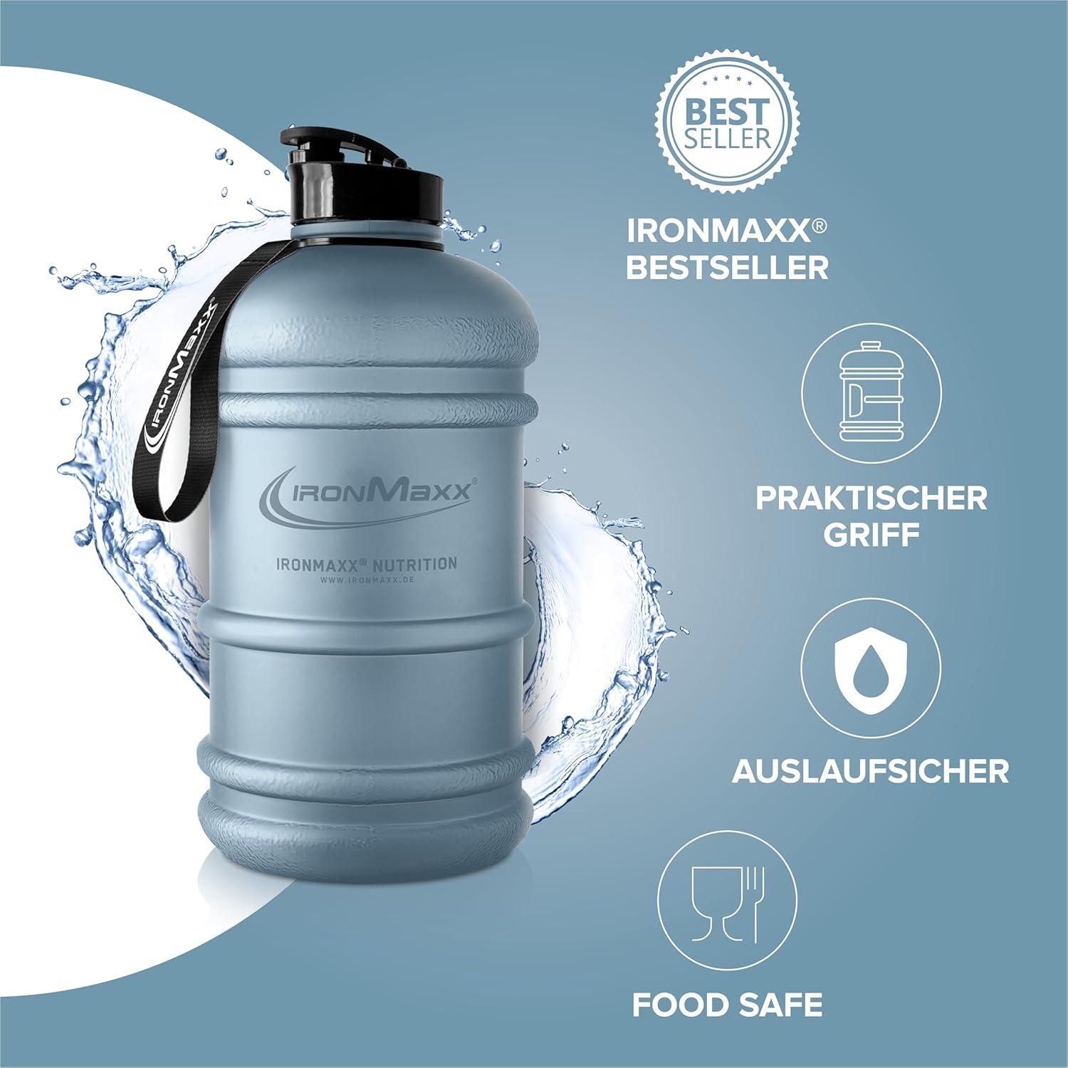 imageIronMaxx Gourde Sport Bouteille dEau Sport 22L 2200 ml Gris Gourde Sans BPA ni DEHP Water Bouteille tanche avec chelle de mesure Bottle Grande Capacit dHydratationKyanite Bleu