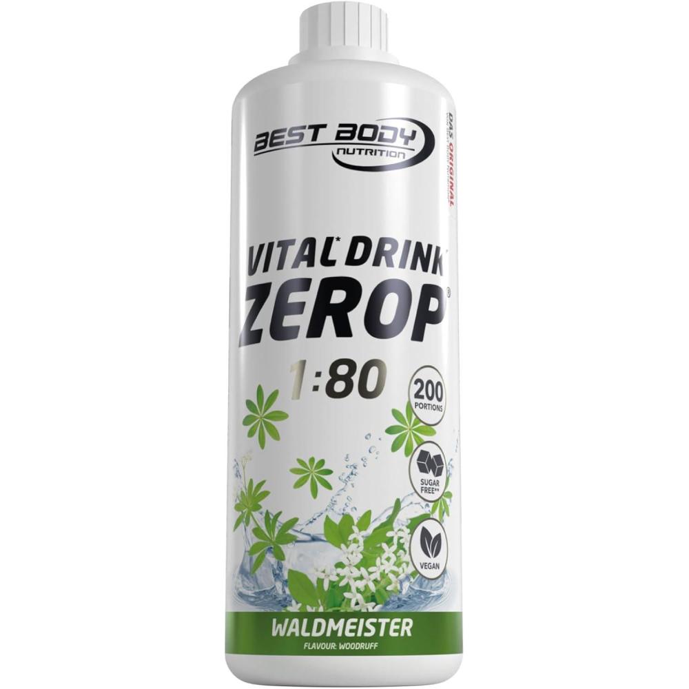 imageBest Body Nutrition Vital Drink ZEROP  Th glac pche Boisson concentre  sirop  sans sucre 180 donne 80 litres de boisson 1000 mlReine de bois