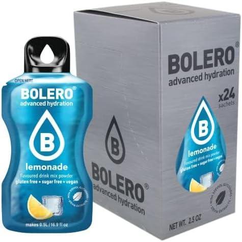 imageBolero LEMONADE 24x3g Jus en poudre sans sucre dulcor la stvia vitamine C pour enfants et sportifs sans gluten vgtalien got de limonade
