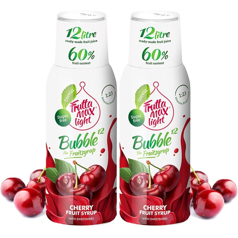 imageFruttaMax Sirop dOrange Sans Sucre  60 de Fruit Rel  Sirop  Faible Teneur en Calories pour Sodas Cocktails ampamp Desserts  2 x 500 ml2 x Cerise  Light