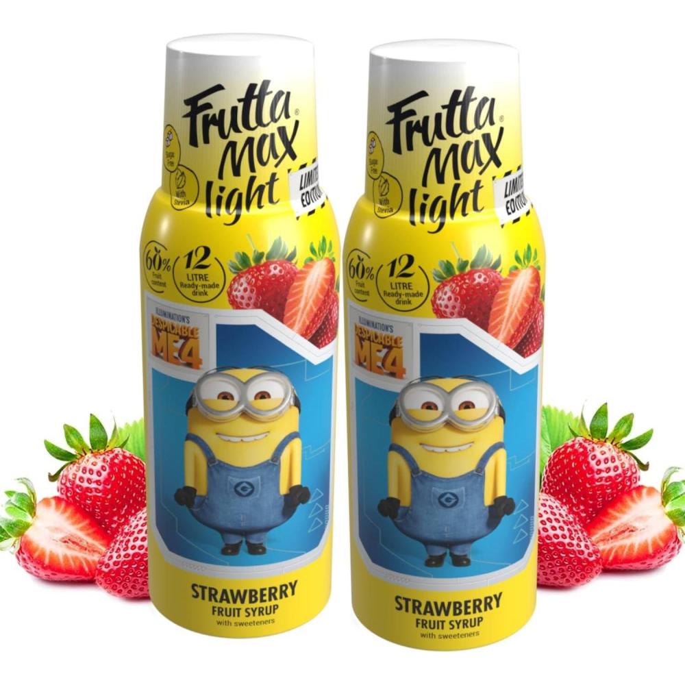 imageFruttaMax Sirop dOrange Sans Sucre  60 de Fruit Rel  Sirop  Faible Teneur en Calories pour Sodas Cocktails ampamp Desserts  2 x 500 ml2 x Fraise  Light  MINIONS