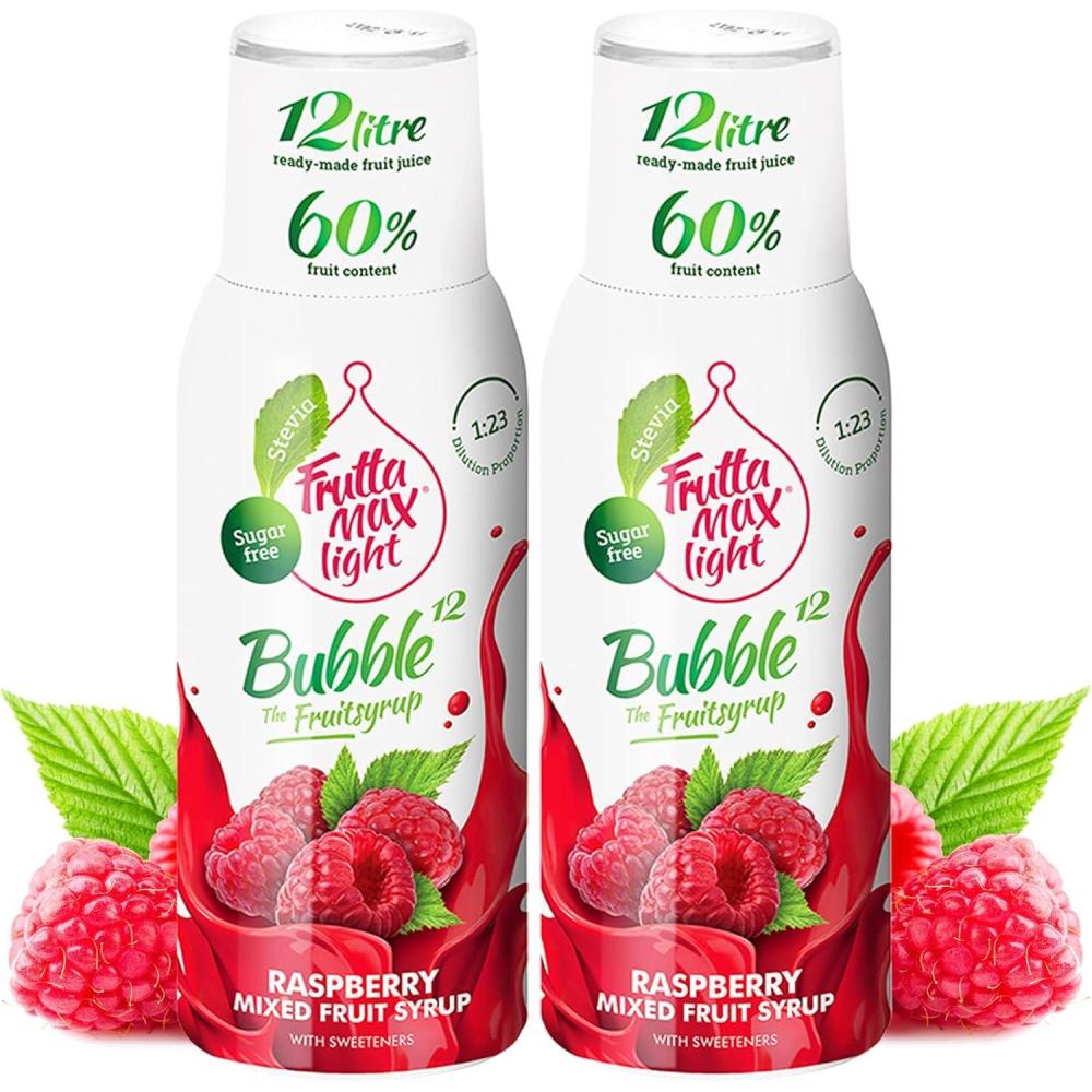 imageFruttaMax Sirop dOrange Sans Sucre  60 de Fruit Rel  Sirop  Faible Teneur en Calories pour Sodas Cocktails ampamp Desserts  2 x 500 ml2 x Framboise  Light