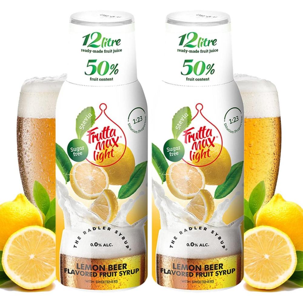 imageFruttaMax Sirop dOrange Sans Sucre  60 de Fruit Rel  Sirop  Faible Teneur en Calories pour Sodas Cocktails ampamp Desserts  2 x 500 ml2 x Radler Citron  Light