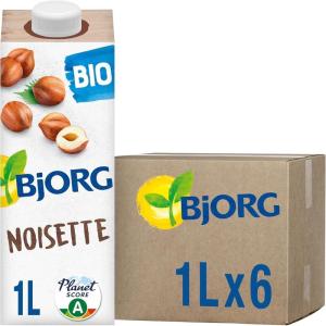 BJORG – Boisson Noisette Sans Sucre – Boisson Végétale Bio – Pauvre En Acides Gras Saturés – 1L(Noisette 6 x 1L)