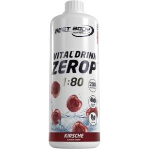 Best Body Nutrition Vital Drink ZEROP® – Thé glacé pêche, Boisson concentrée – sirop – sans sucre, 1:80 donne 80 litres de boisson, 1000 ml(Cerise)