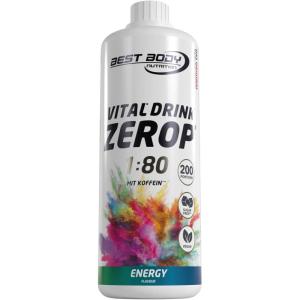 Best Body Nutrition Vital Drink ZEROP® – Thé glacé pêche, Boisson concentrée – sirop – sans sucre, 1:80 donne 80 litres de boisson, 1000 ml(D&rsquo;énergétique)
