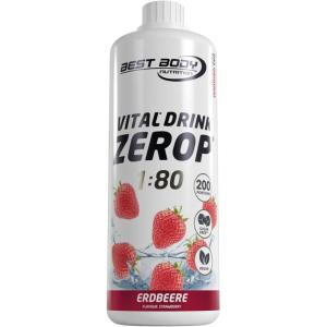 Best Body Nutrition Vital Drink ZEROP® – Thé glacé pêche, Boisson concentrée – sirop – sans sucre, 1:80 donne 80 litres de boisson, 1000 ml(Fraise)