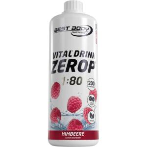 Best Body Nutrition Vital Drink ZEROP® – Thé glacé pêche, Boisson concentrée – sirop – sans sucre, 1:80 donne 80 litres de boisson, 1000 ml(Framboise)