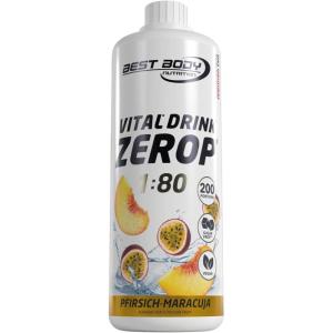 Best Body Nutrition Vital Drink ZEROP® – Thé glacé pêche, Boisson concentrée – sirop – sans sucre, 1:80 donne 80 litres de boisson, 1000 ml(Pêche et fruits de la passion)