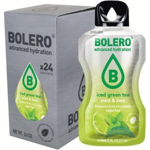 Bolero THÉ VERT GLACÉ MENTHE & CITRON VERT 24x3g | Poudre pour boisson sans sucre, édulcorée à la stévia + vitamine C | convient aux enfants, aux sportifs et aux diabétiques