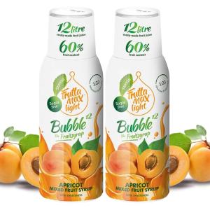 FruttaMax Sirop d’Orange Sans Sucre – 60% de Fruit Réel | Sirop à Faible Teneur en Calories pour Sodas, Cocktails & Desserts – 2 x 500 ml(2 x Abricot – Light)