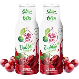 FruttaMax Sirop d’Orange Sans Sucre – 60% de Fruit Réel | Sirop à Faible Teneur en Calories pour Sodas, Cocktails & Desserts – 2 x 500 ml(2 x Cerise – Light)