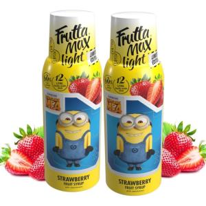 FruttaMax Sirop d’Orange Sans Sucre – 60% de Fruit Réel | Sirop à Faible Teneur en Calories pour Sodas, Cocktails & Desserts – 2 x 500 ml(2 x Fraise – Light – MINIONS)