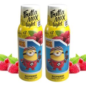 FruttaMax Sirop d’Orange Sans Sucre – 60% de Fruit Réel | Sirop à Faible Teneur en Calories pour Sodas, Cocktails & Desserts – 2 x 500 ml(2 x Framboise – Light – MINIONS)