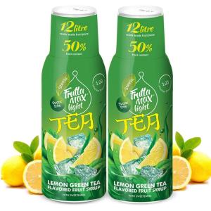 FruttaMax Sirop d’Orange Sans Sucre – 60% de Fruit Réel | Sirop à Faible Teneur en Calories pour Sodas, Cocktails & Desserts – 2 x 500 ml(2 x Thé Vert Citron – Light)