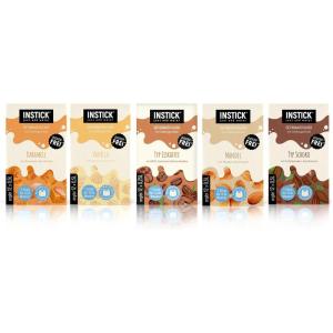 INSTICK Boisson instantanée sans sucre | Lot 2-5 paquets de 12 sachets chacun pour 12×0,5L | différentes sortes classiques | boisson en poudre – végétalienne, faible en calories, avec vitamine C(Lot de lait)