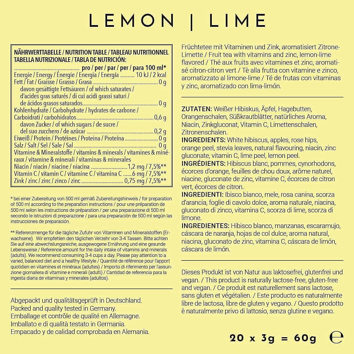 image720DGREE Got pour leau quotInFuuzedquot Paquet 5 Sortes Boisson froide sans Sucre et Calories Boissons naturellement dlicieuses pour ta gourde LAlternative aux limonade th glac siropCitronLime