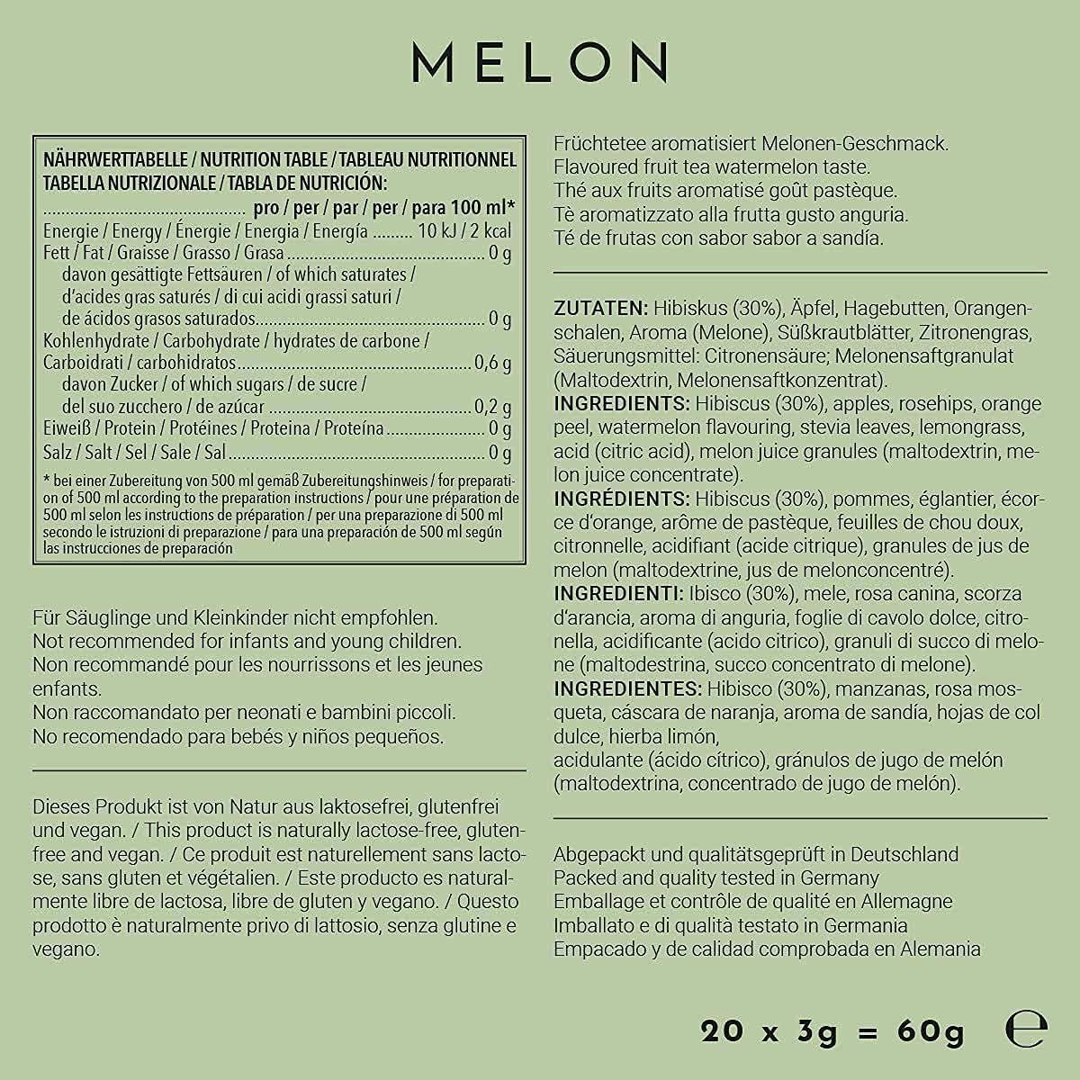 image720DGREE Got pour leau quotInFuuzedquot Paquet 5 Sortes Boisson froide sans Sucre et Calories Boissons naturellement dlicieuses pour ta gourde LAlternative aux limonade th glac siropMelon