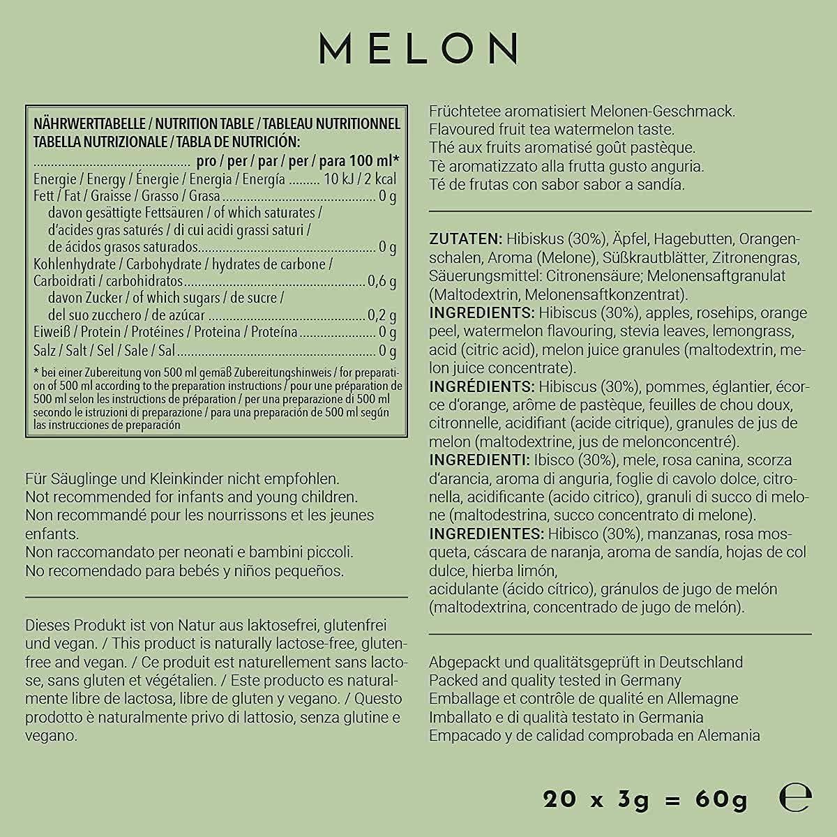 image720DGREE Got pour leau quotInFuuzedquot Paquet 5 Sortes Boisson froide sans Sucre et Calories Boissons naturellement dlicieuses pour ta gourde LAlternative aux limonade th glac siropMelon