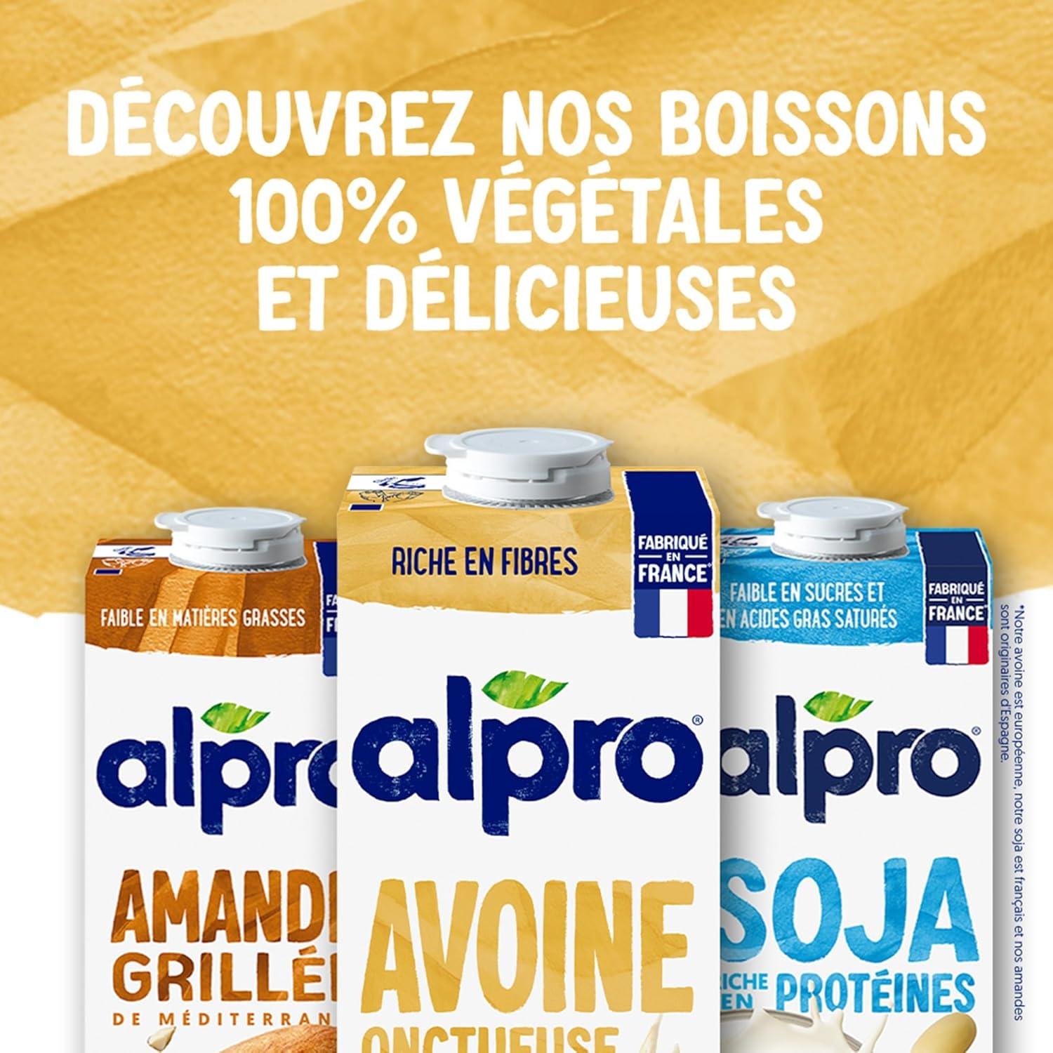 imageAlpro Boisson Vgtale Lait dAmande Grille Sans Sucres 1L Lot de 4x1LAvoine