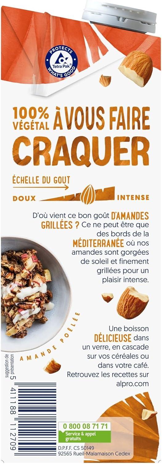 imageAlpro Boisson Vgtale Lait dAmande Grille Sans Sucres 1L Lot de 4x1LLait damande grille sans sucre