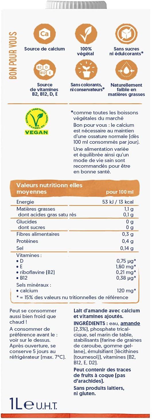 imageAlpro Boisson Vgtale Lait dAmande Grille Sans Sucres 1L Lot de 4x1LLait damande grille sans sucre