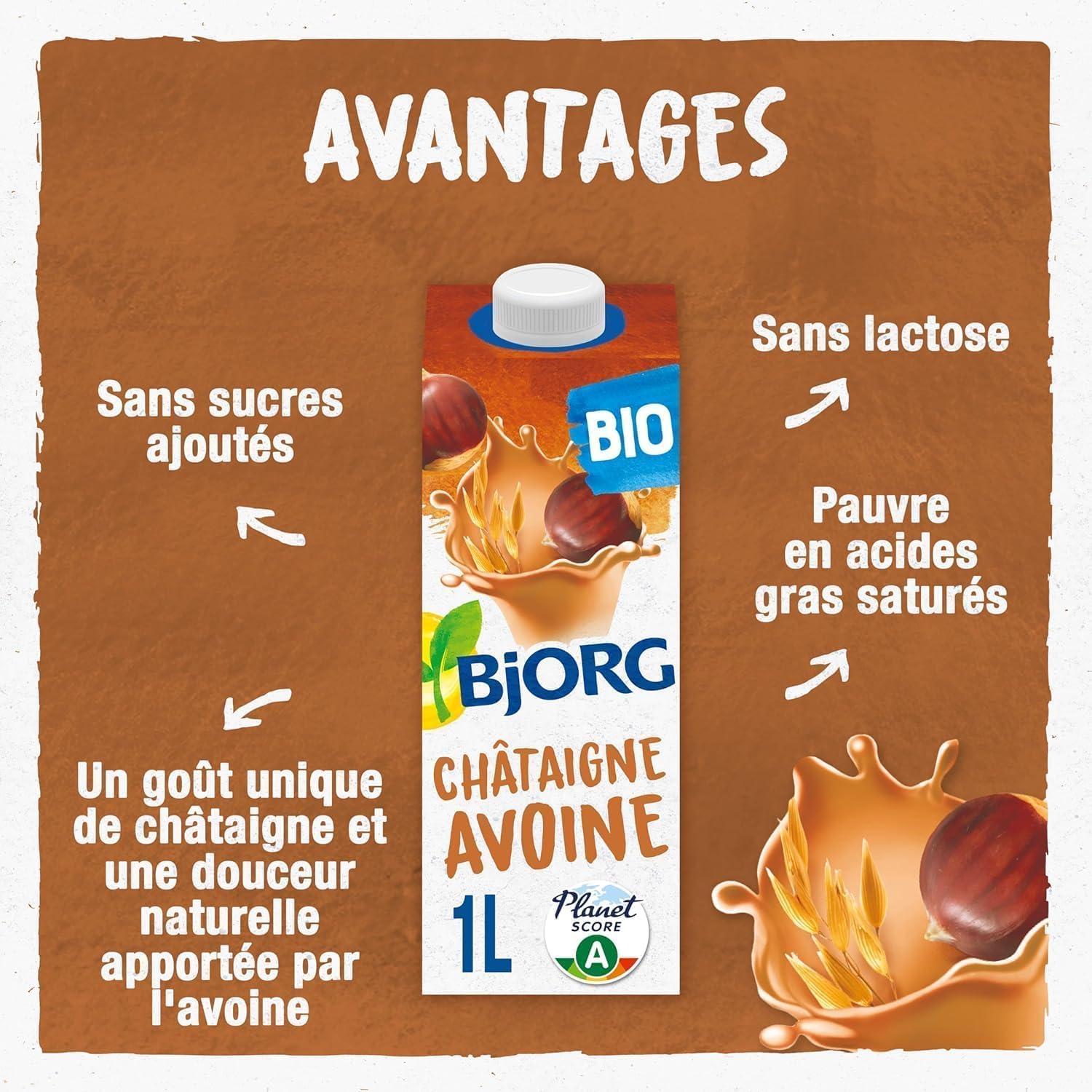 imageBJORG Boisson Avoine Boisson Vgtale Bio Sans Sucres Ajouts Pauvre En Matires Grasses Format Familial 3 x 1L1 l Lot de 6