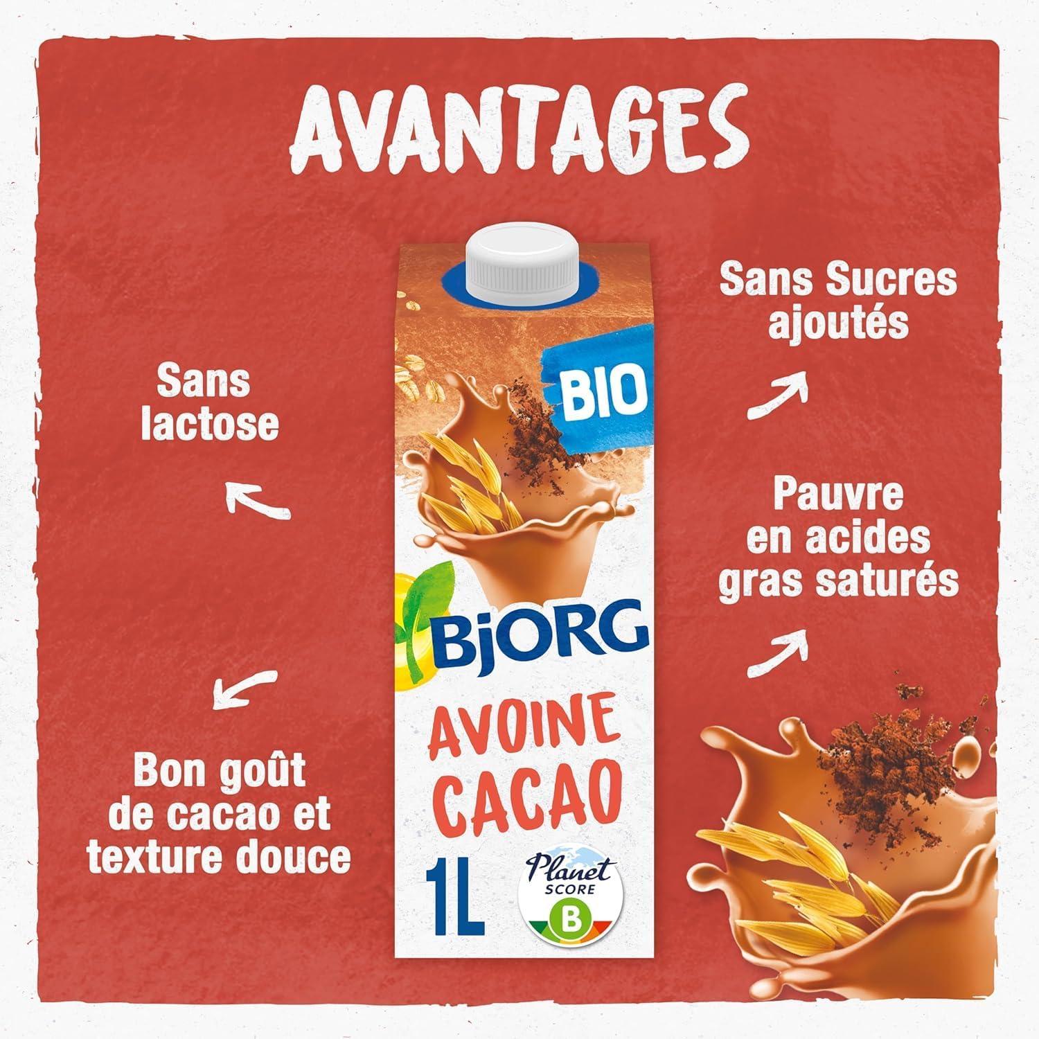 imageBJORG Boisson Avoine Boisson Vgtale Bio Sans Sucres Ajouts Pauvre En Matires Grasses Format Familial 3 x 1L1 l Lot de 6