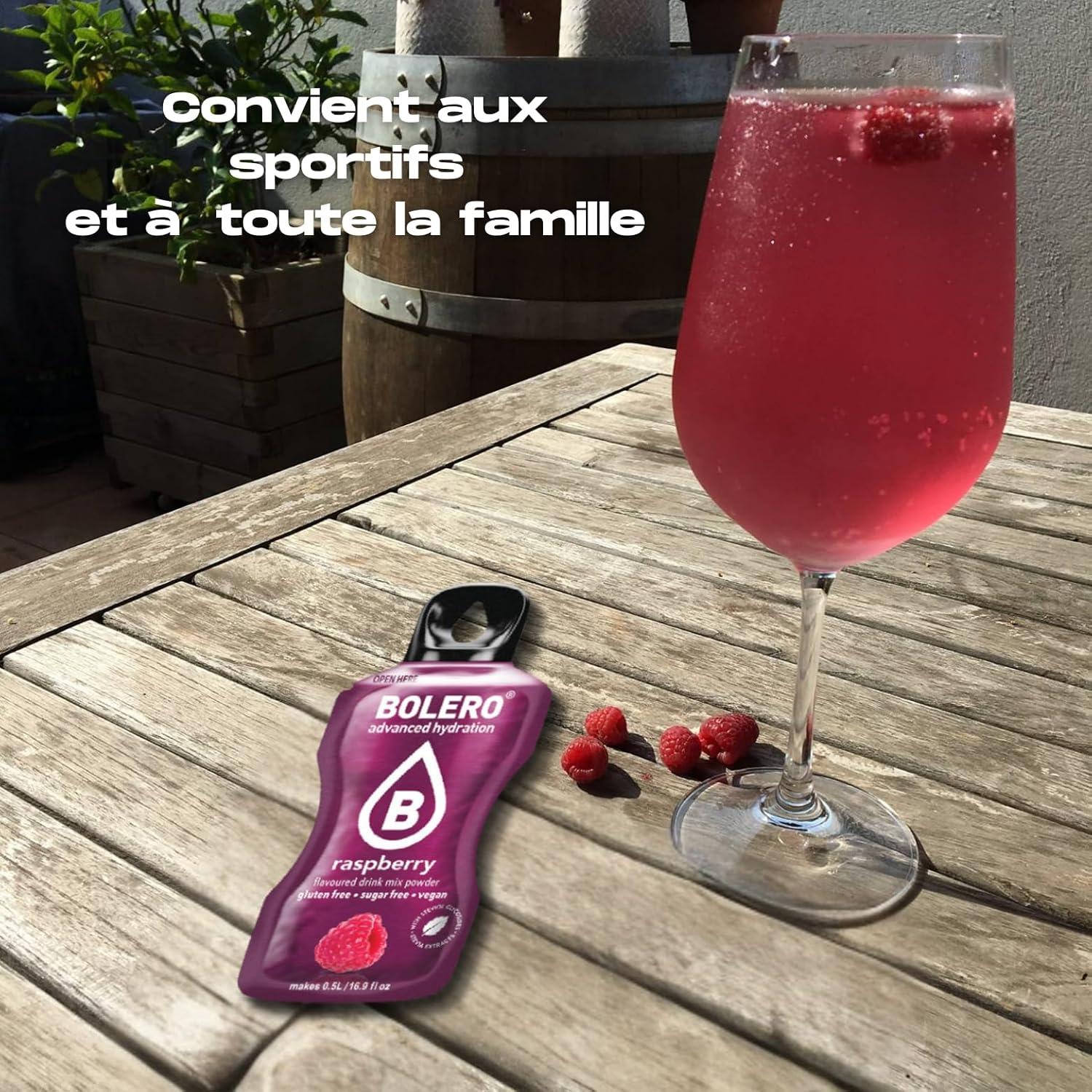 imageBOLERO Assortiment de 20 sticks 9g de Poudre pour Boisson sans sucre la Stevia Sans Conservateur ni colorants artificiels Faible en calories il convient pour toute la Famille