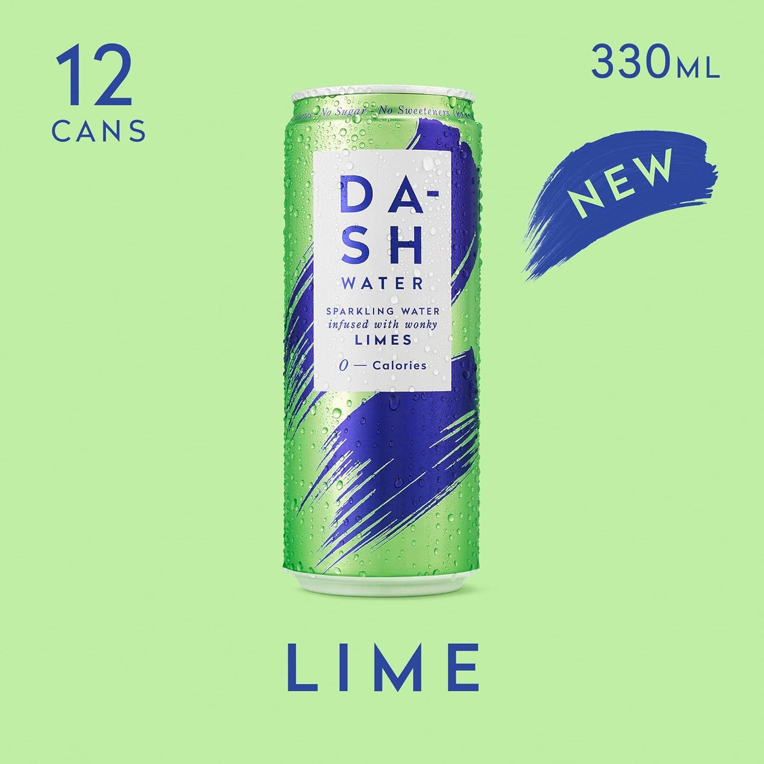 imageDash Water Citron Vert 12x Eaux ptillantes aromatises au citron vert SANS Sucre SANS dulcorant SANS calories Infuses avec des Fruits rejets 12x330mlCitron Vert