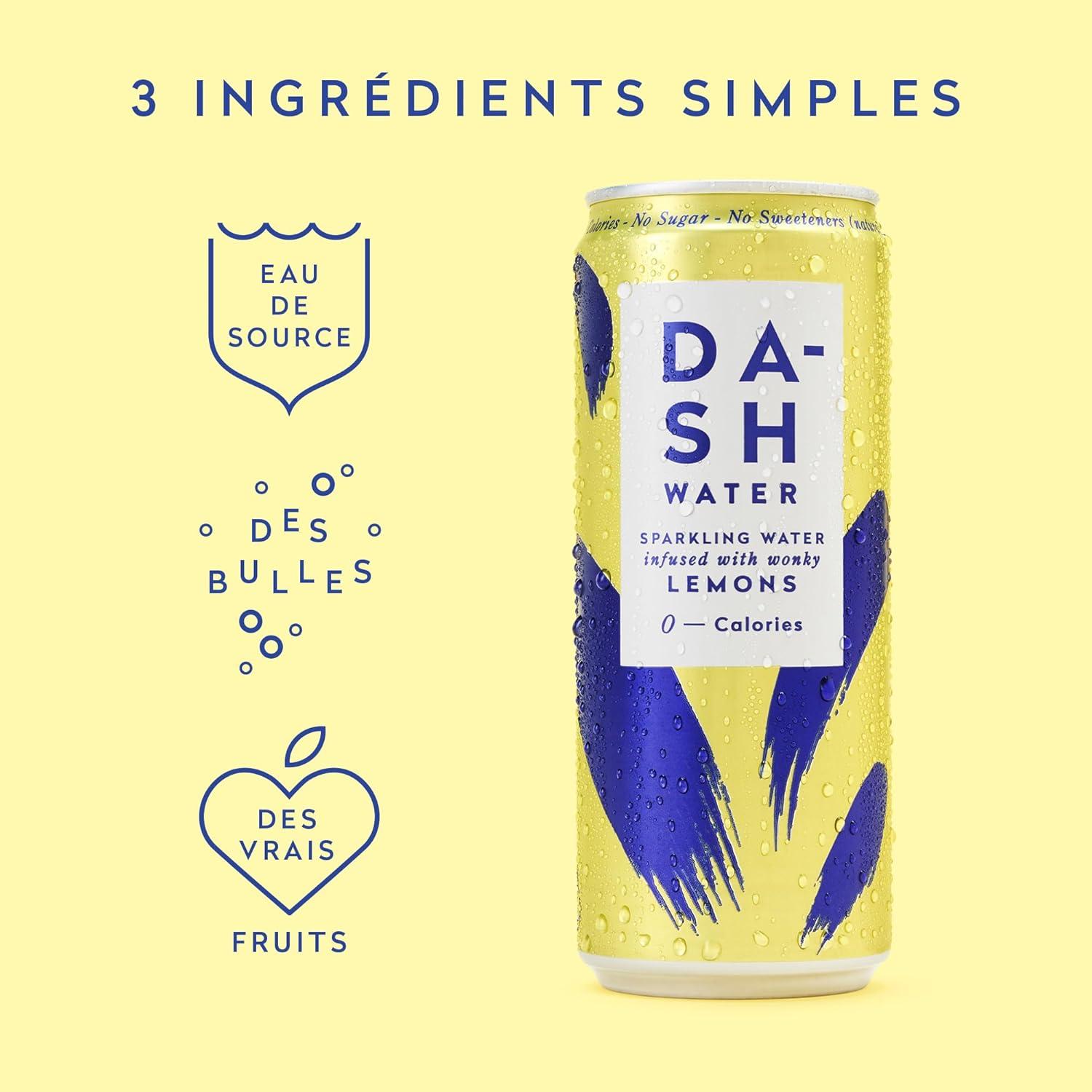 imageDash Water Citron Vert 12x Eaux ptillantes aromatises au citron vert SANS Sucre SANS dulcorant SANS calories Infuses avec des Fruits rejets 12x330mlCitron