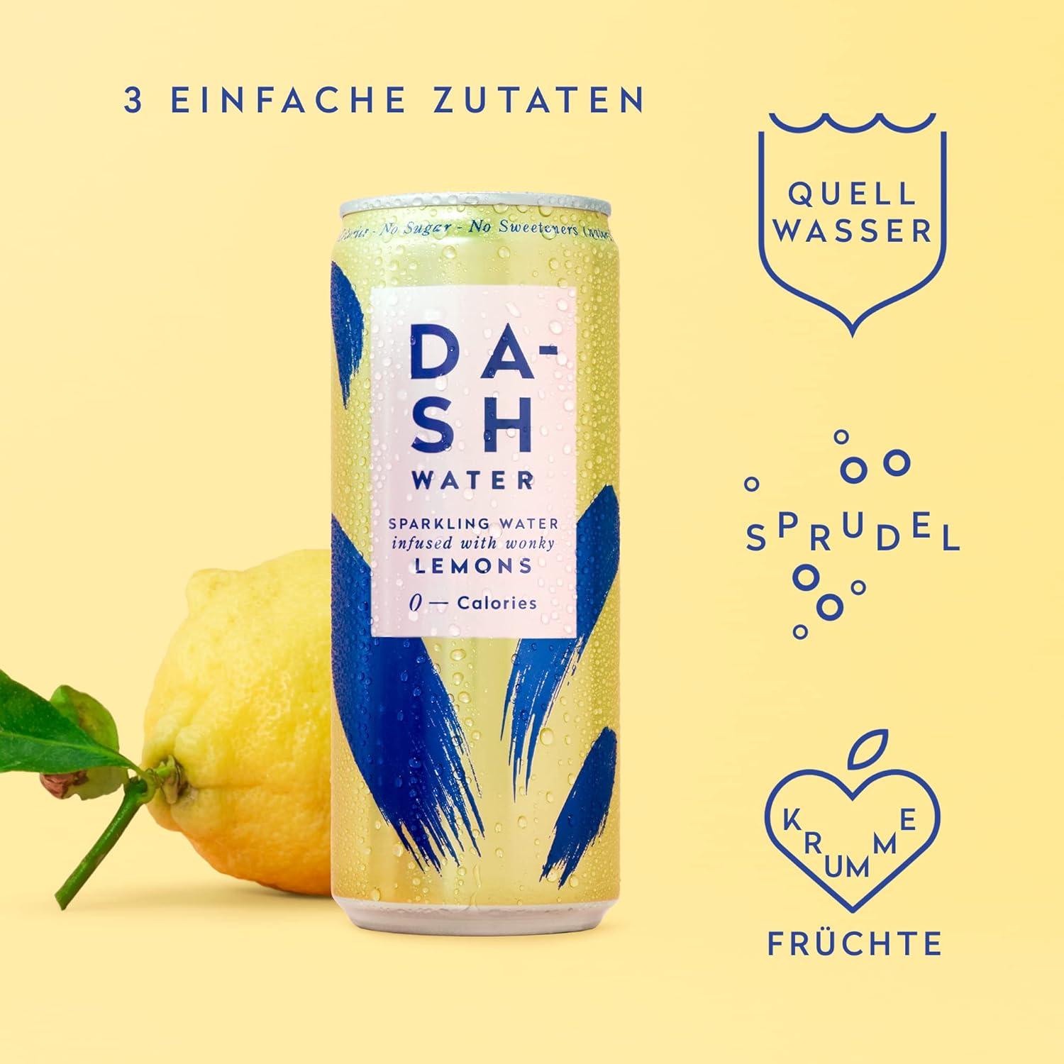 imageDash Water Citron Vert 12x Eaux ptillantes aromatises au citron vert SANS Sucre SANS dulcorant SANS calories Infuses avec des Fruits rejets 12x330mlCitron
