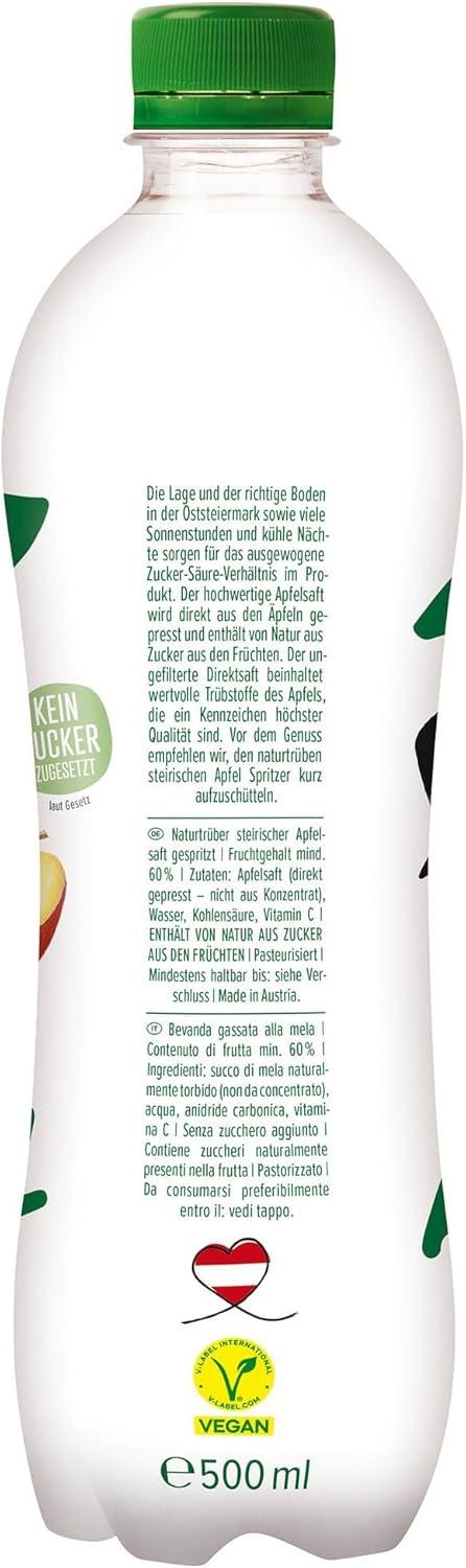 imageHLLINGER Spritzer de Pomme Steirischer Naturtrb Boisson Ptillante Sans Sucre Ajout Vgtalien 500ml