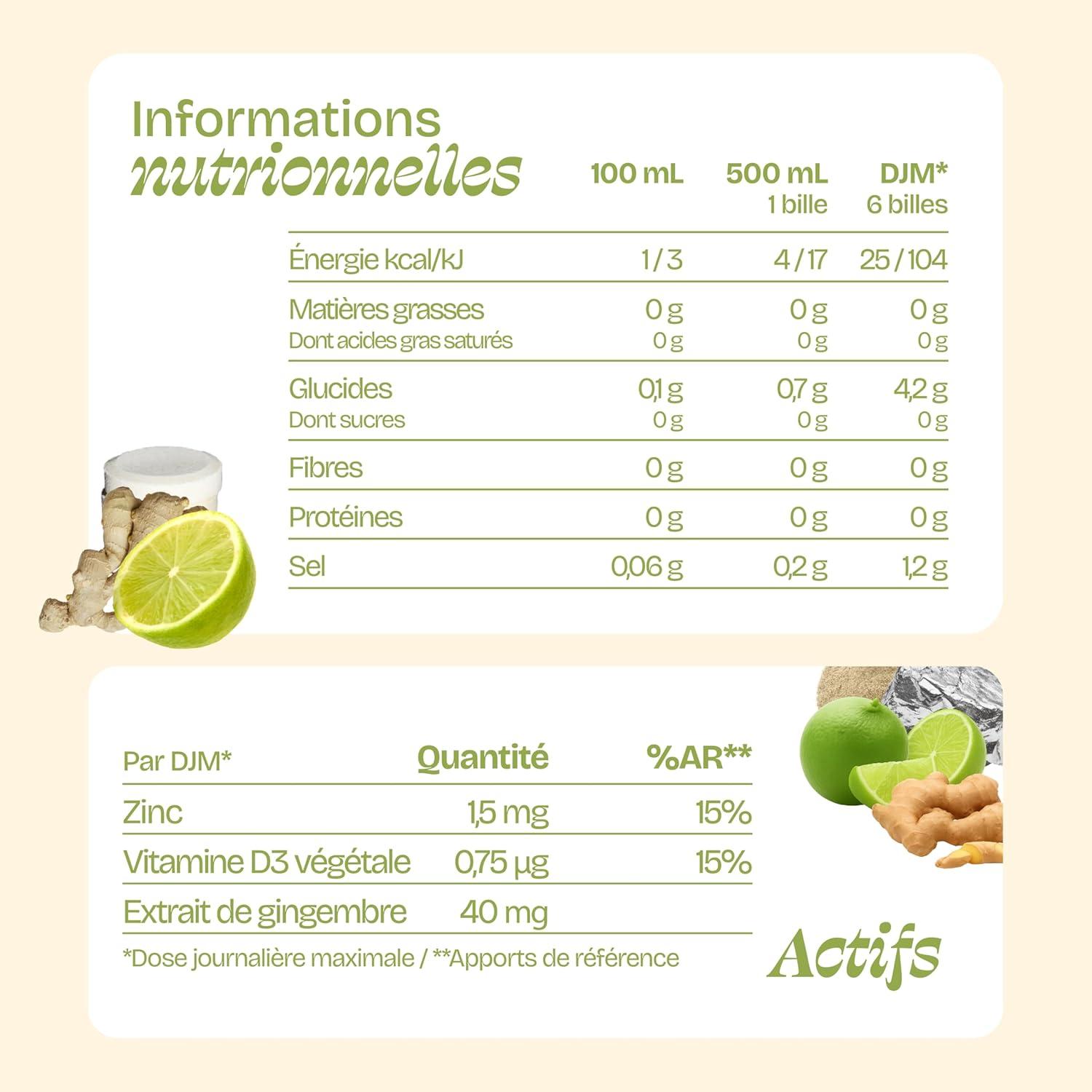 imageHYDROLOGY Eau Aromatise Pastilles sans sucre Boisson vitamine soutien immunitaire Hydratation quotidienne 15 pastilles effervescentes Vgan ampamp naturel Citron Vert Gingembre ImmunitCitron vert Gingembre
