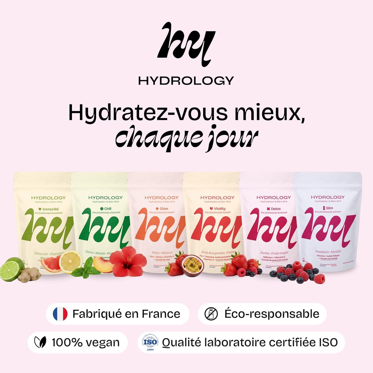 imageHYDROLOGY Eau Aromatise Pastilles sans sucre Boisson vitamine soutien immunitaire Hydratation quotidienne 15 pastilles effervescentes Vgan ampamp naturel Citron Vert Gingembre ImmunitFruits Rouges Sureau