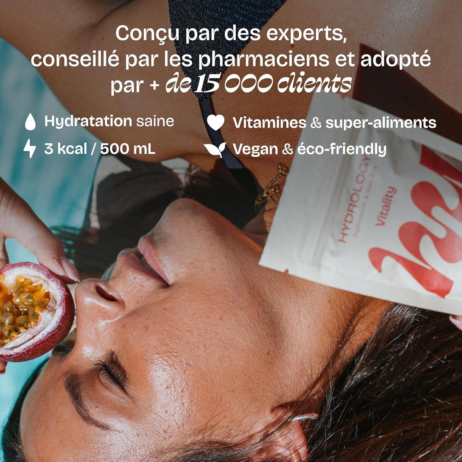 imageHYDROLOGY Eau Aromatise Pastilles sans sucre Boisson vitamine soutien immunitaire Hydratation quotidienne 15 pastilles effervescentes Vgan ampamp naturel Citron Vert Gingembre ImmunitFruit de la passion Fraise