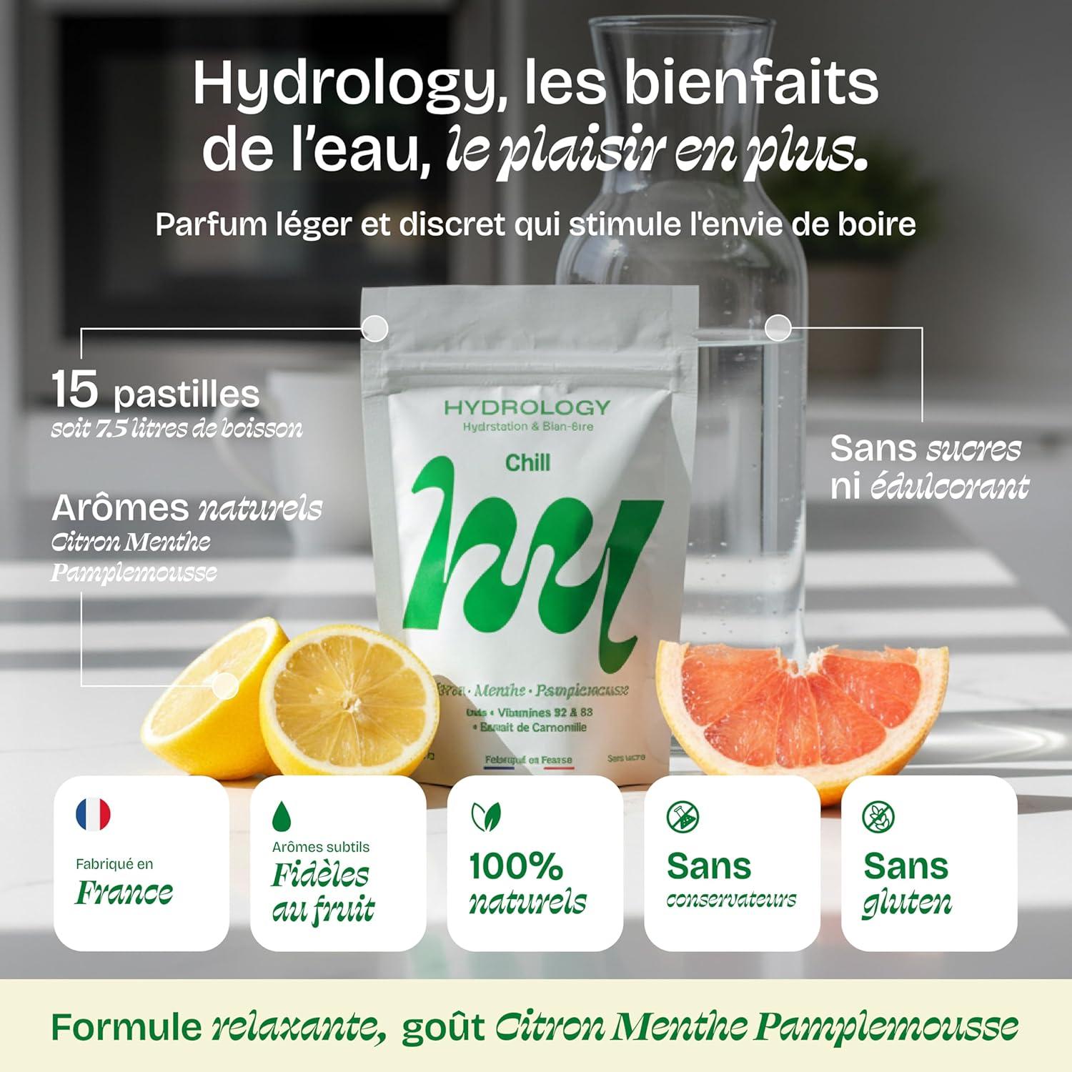 imageHYDROLOGY Eau Aromatise Pastilles sans sucre Boisson vitamine soutien immunitaire Hydratation quotidienne 15 pastilles effervescentes Vgan ampamp naturel Citron Vert Gingembre ImmunitCitron Menthe Pamplemousse