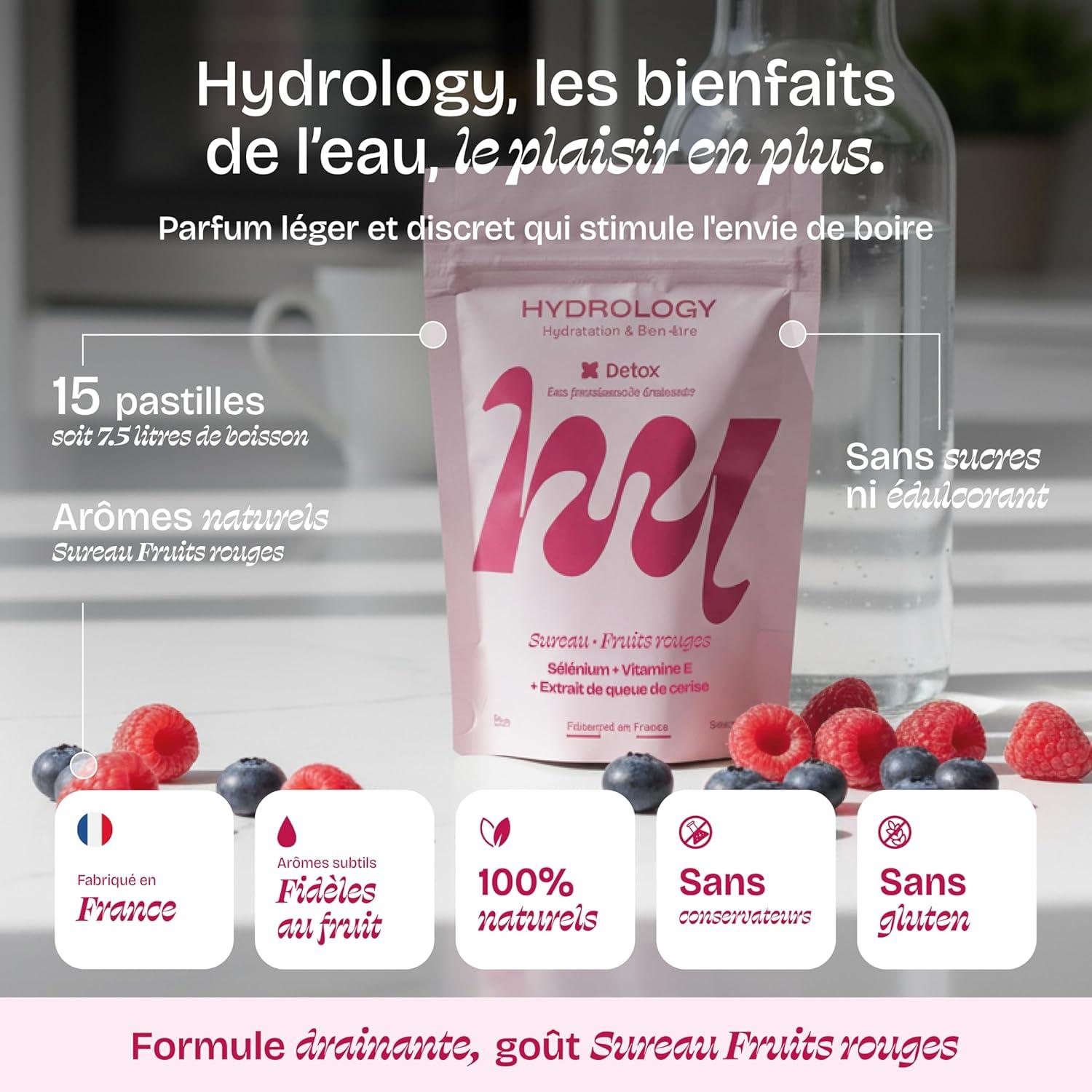 imageHYDROLOGY Eau Aromatise Pastilles sans sucre Boisson vitamine soutien immunitaire Hydratation quotidienne 15 pastilles effervescentes Vgan ampamp naturel Citron Vert Gingembre ImmunitFruits Rouges Sureau