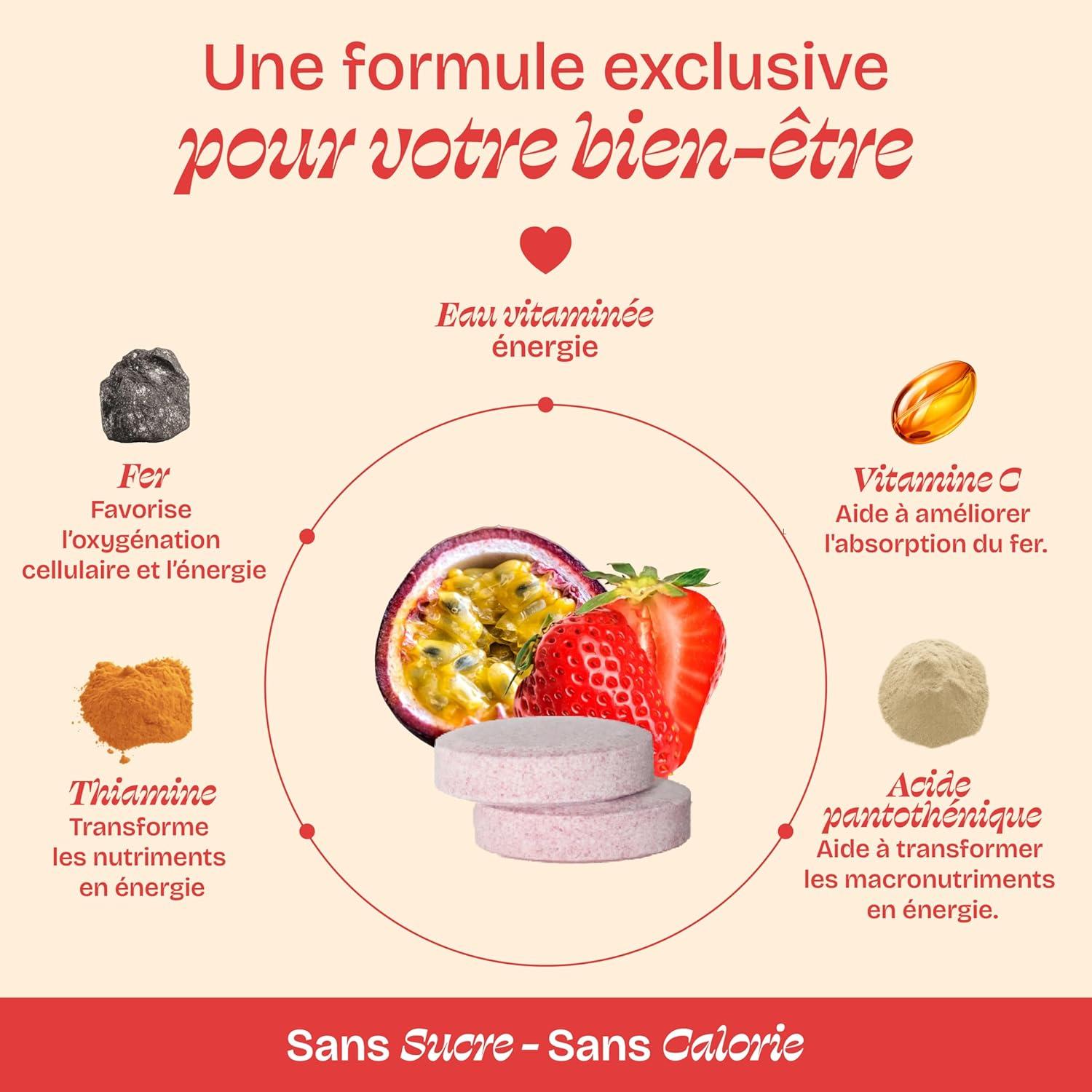 imageHYDROLOGY Eau Aromatise Pastilles sans sucre Boisson vitamine soutien immunitaire Hydratation quotidienne 15 pastilles effervescentes Vgan ampamp naturel Citron Vert Gingembre ImmunitFruit de la passion Fraise