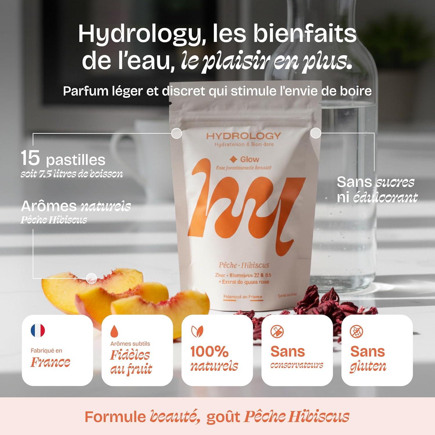 imageHYDROLOGY Eau Aromatise Pastilles sans sucre Boisson vitamine soutien immunitaire Hydratation quotidienne 15 pastilles effervescentes Vgan ampamp naturel Citron Vert Gingembre ImmunitPche Hibiscus